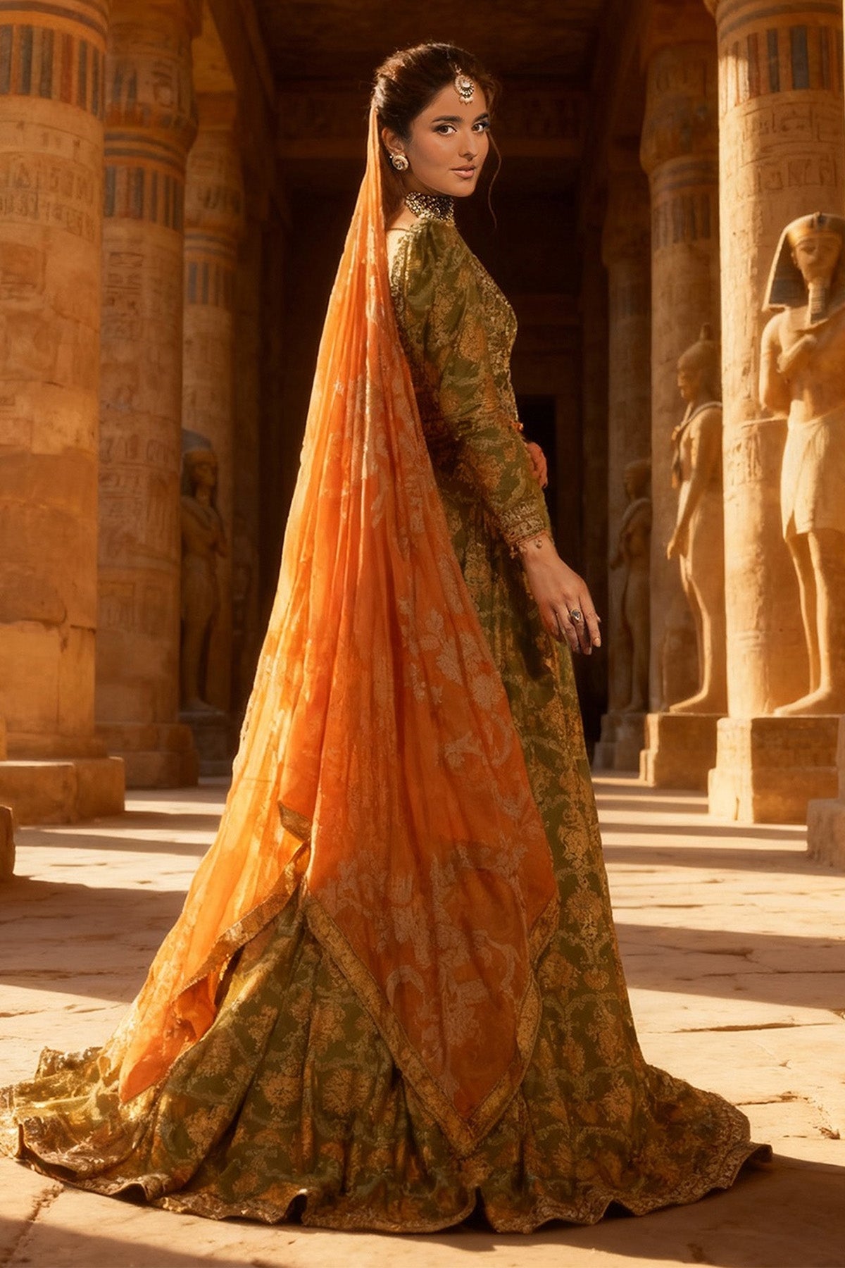 3 Piece - Unstitched - Printed & Embroidered Raw Silk Suit - E1785