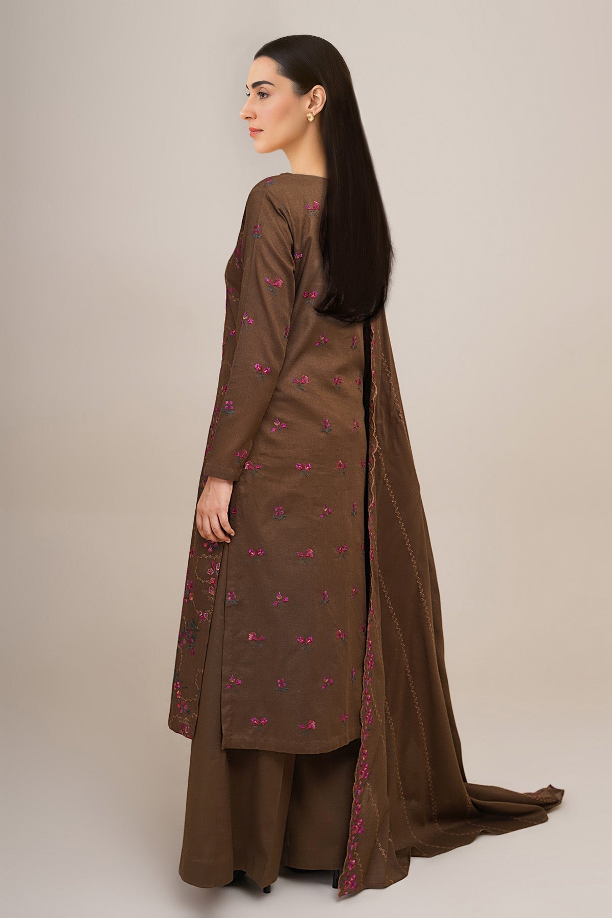 3 Piece - Unstitched - Embroidered Khaddar Suit - E1832