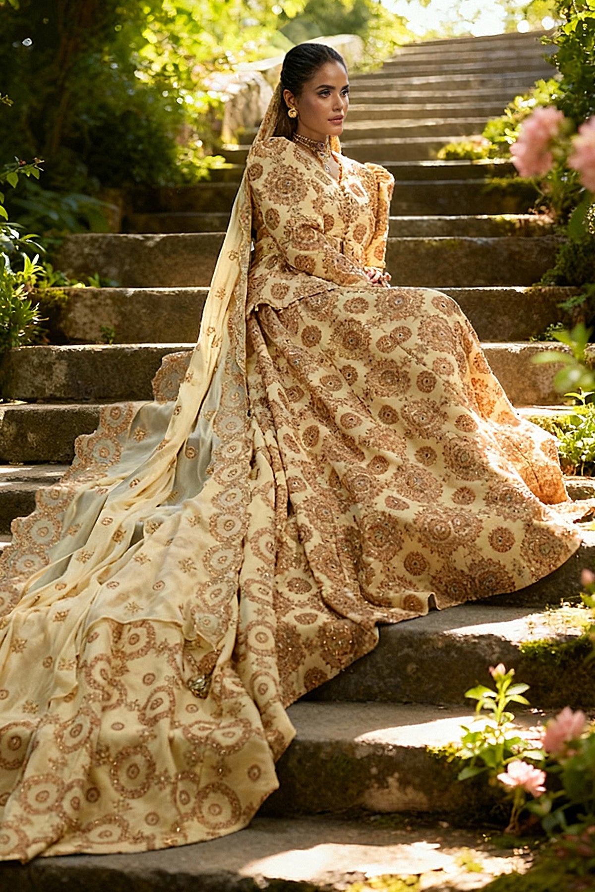 4 Piece - Unstitched - Embroidered & Embellished Bamber Chiffon Suit - E1874