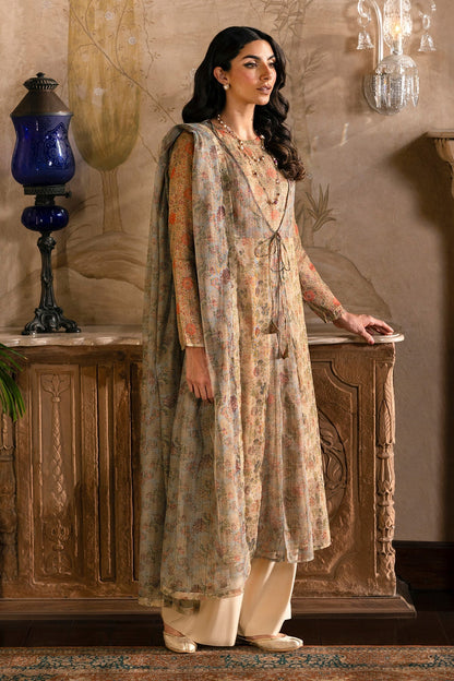 4 Piece - Stitched - Printed Shimmer Net Suit - MCP1716