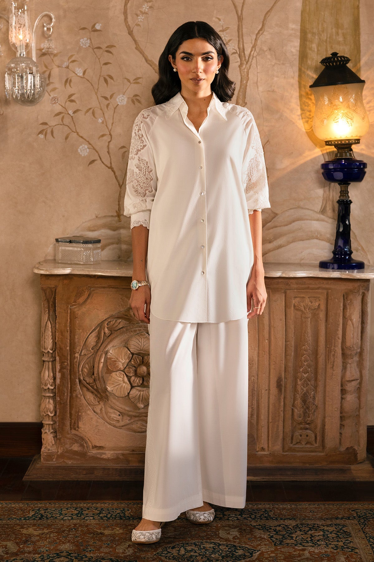 3 Piece - Stitched - Embroidered Cambric Applique Suit - MCP1914