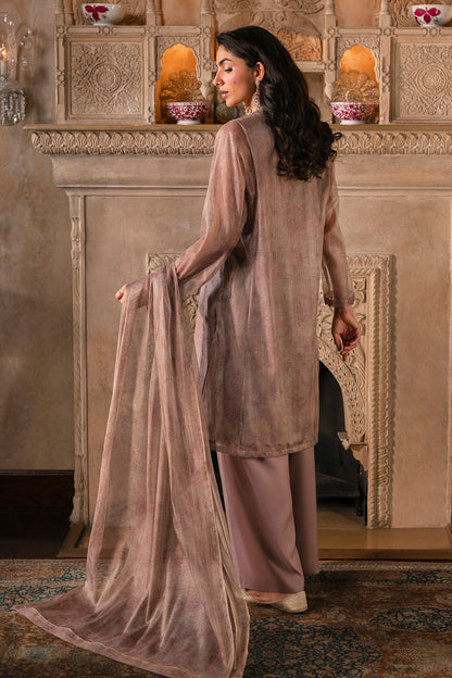 4 Piece - Stitched - Printed Shimmer Net Suit - MCP1719