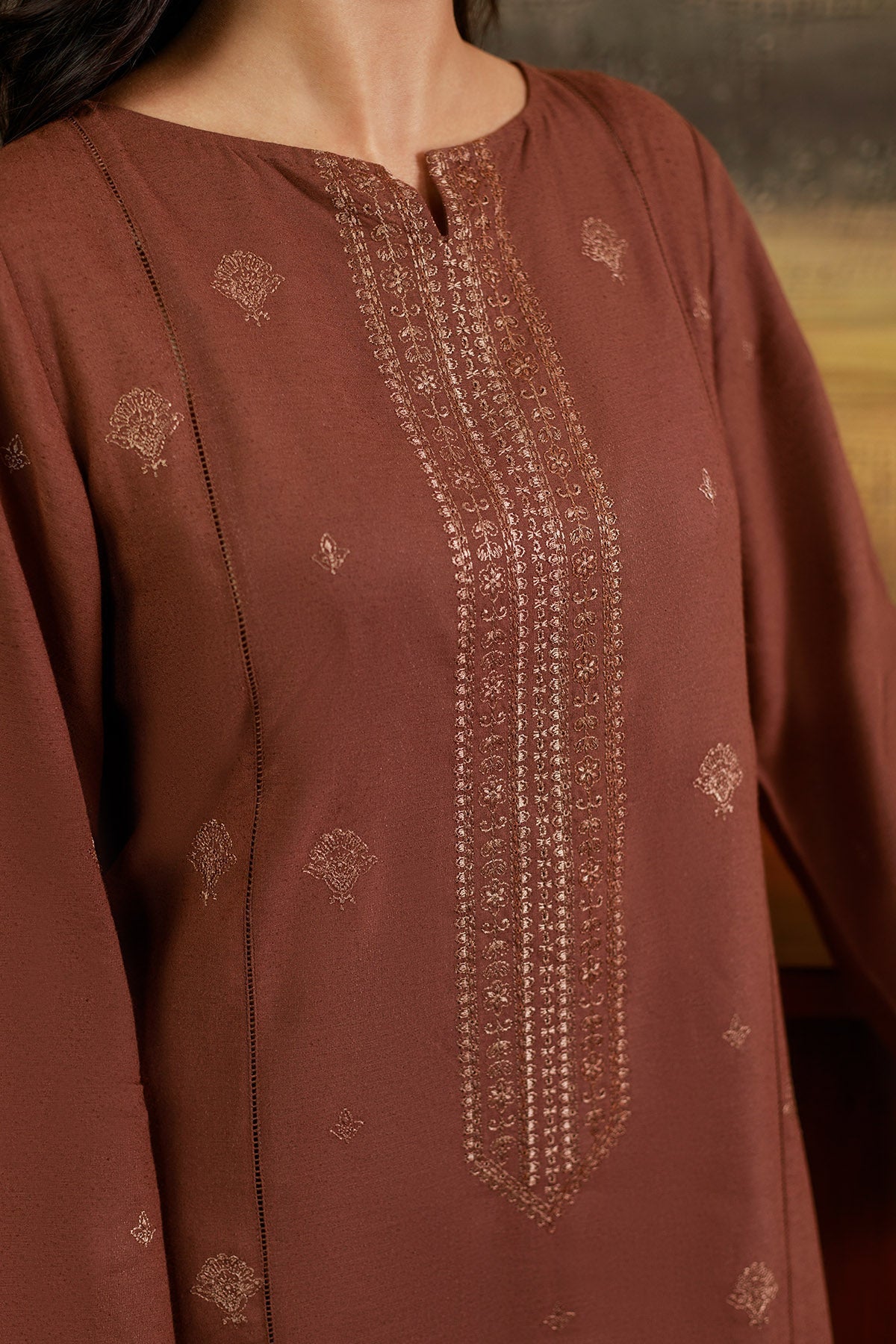 3 Piece - Unstitched - Embroidered Viscose Karandi Suit - C6378