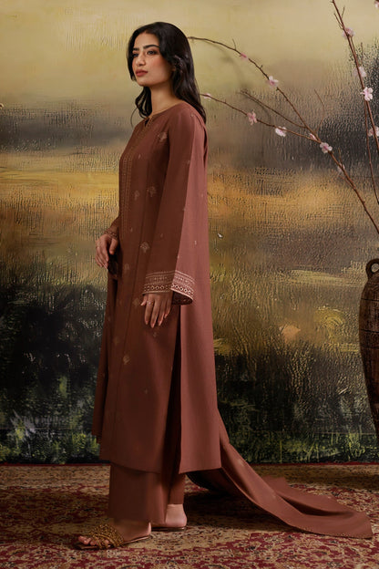 3 Piece - Unstitched - Embroidered Viscose Karandi Suit - C6378