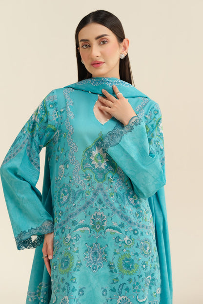 3 Piece - Unstitched - Printed & Embroidered Suit - C6276
