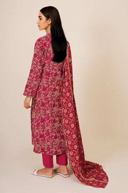 3 Piece - Unstitched - Printed & Embroidered Khaddar Suit - C6344
