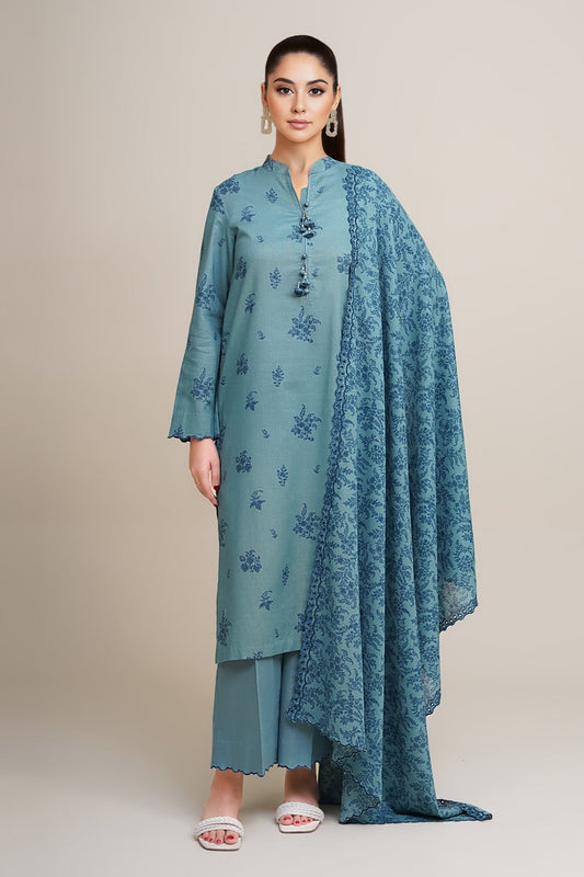 3 Piece - Unstitched - Printed & Embroidered Khaddar Suit - C6349