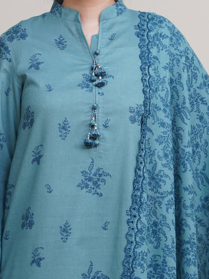 3 Piece - Unstitched - Printed & Embroidered Khaddar Suit - C6349