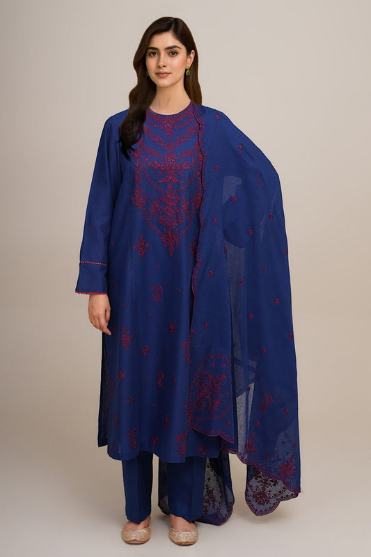 3 Piece - Unstitched - Embroidered Khaddar Suit - C6359