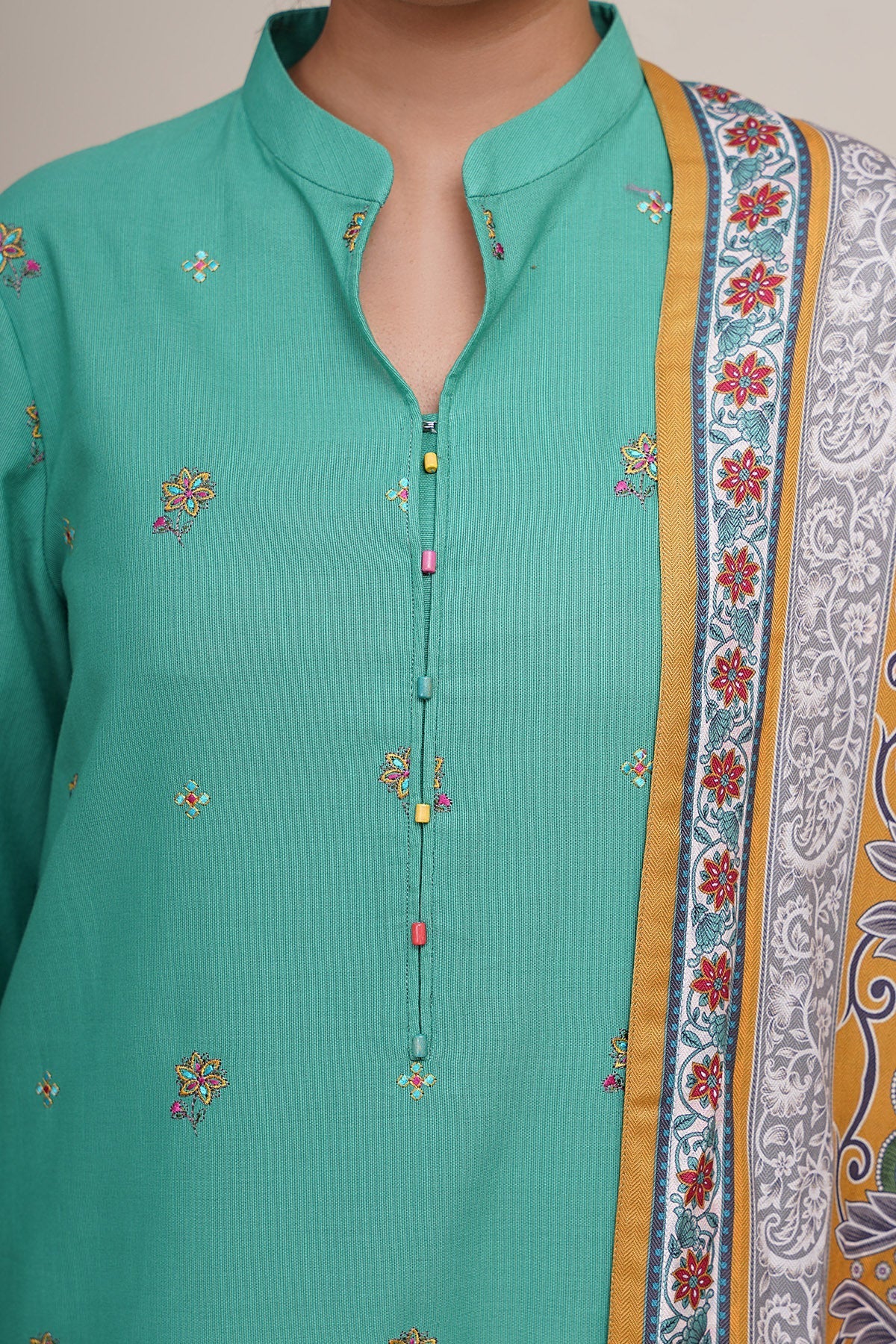 3 Piece - Unstitched - Printed & Embroidered Khaddar Suit - C6379