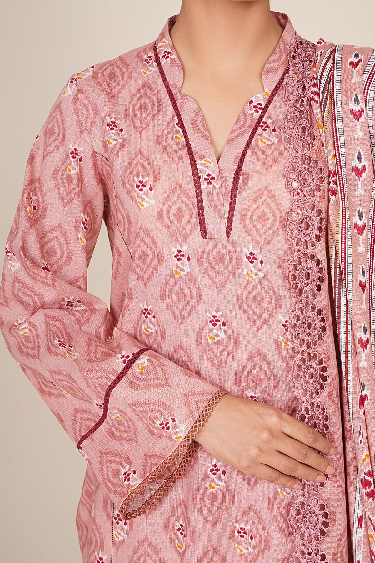 3 Piece - Unstitched - Printed & Embroidered Khaddar Suit - C6386