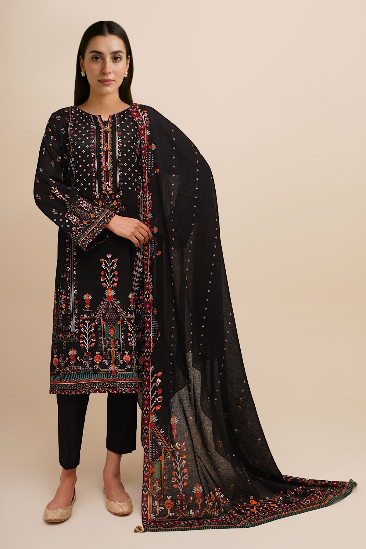 3 Piece - Unstitched - Printed Khaddar Suit - C6387