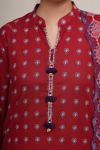 3 Piece - Unstitched - Printed & Embroidered Khaddar Suit - C6396