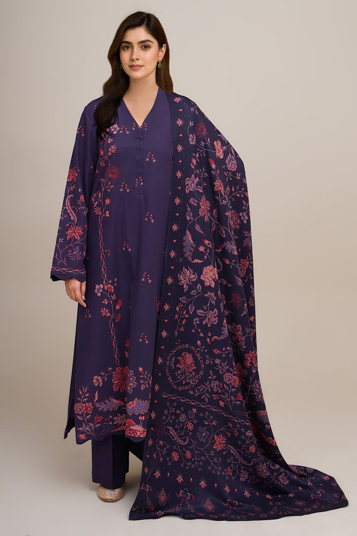 3 Piece - Unstitched - Printed Khaddar Suit - C6398