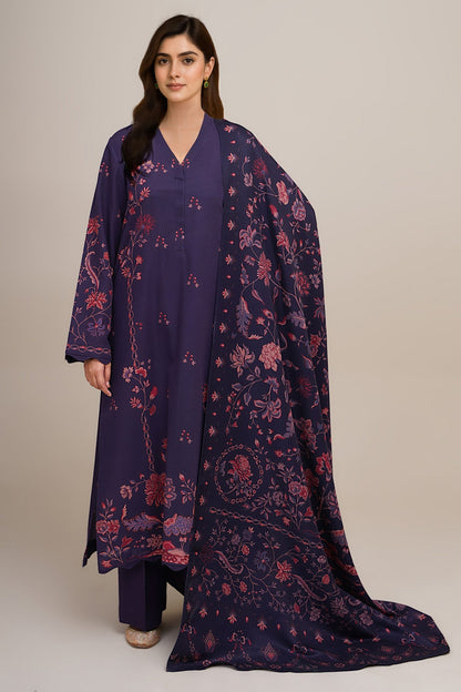 3 Piece - Unstitched - Printed Khaddar Suit - C6398