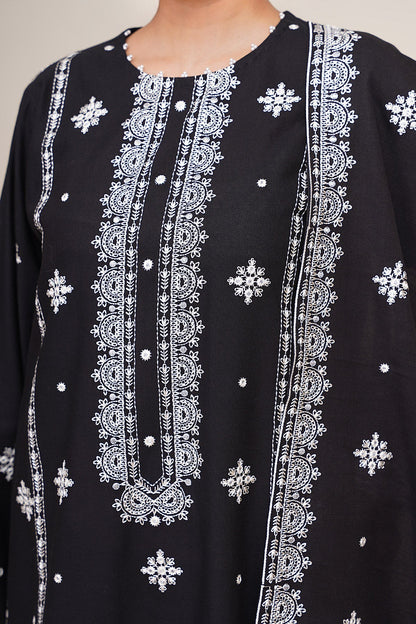 3 Piece - Unstitched - Embroidered Slub Khaddar Suit - C6406