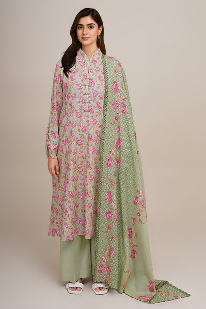 3 Piece - Unstitched - Printed & Embroidered Khaddar Suit - C6420