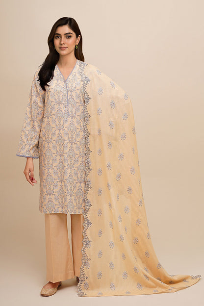 3 Piece - Unstitched - Printed & Embroidered Khaddar Suit - C6426