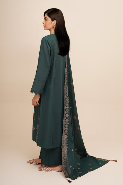 3 Piece - Unstitched - Embroidered Khaddar Suit - C6434