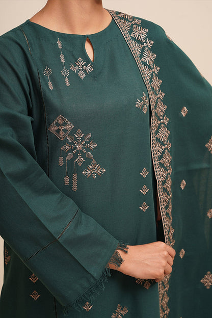 3 Piece - Unstitched - Embroidered Khaddar Suit - C6434