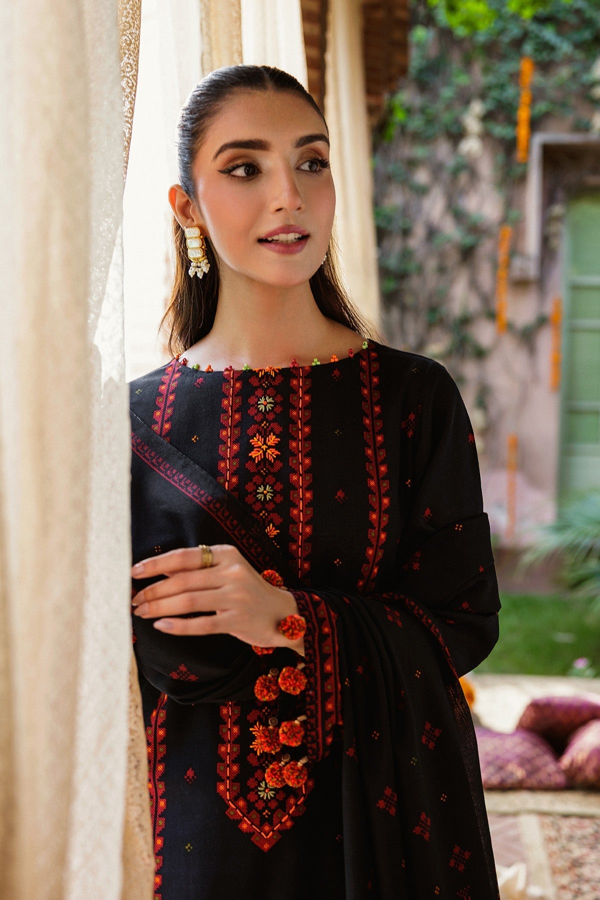 3 Piece - Unstitched - Printed & Embellished Khaddar Suit - C6435