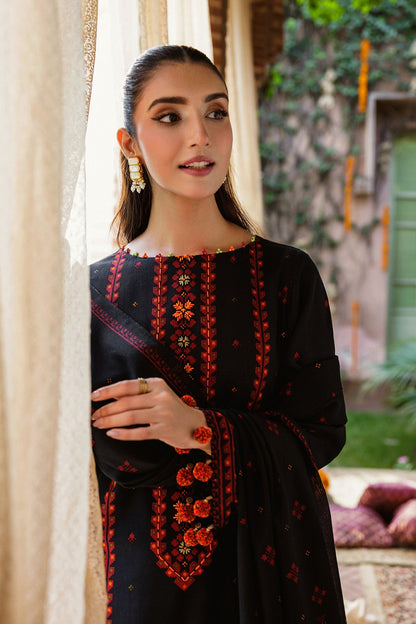 3 Piece - Unstitched - Printed & Embellished Khaddar Suit - C6435
