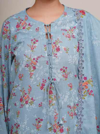 3 Piece - Unstitched - Printed & Embroidered Khaddar Suit - C6442