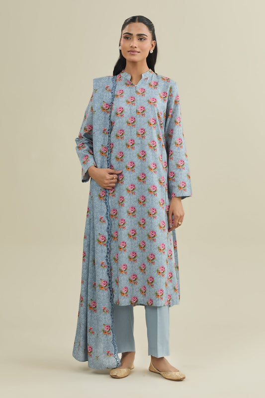 3 Piece - Unstitched - Printed & Embroidered Viscose Karandi Suit - C6447