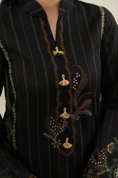 3 Piece - Unstitched - Printed & Embroidered Khaddar Suit - C6454