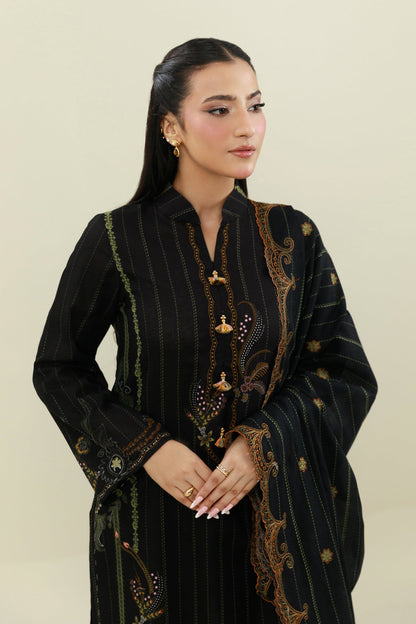 3 Piece - Unstitched - Printed & Embroidered Khaddar Suit - C6454