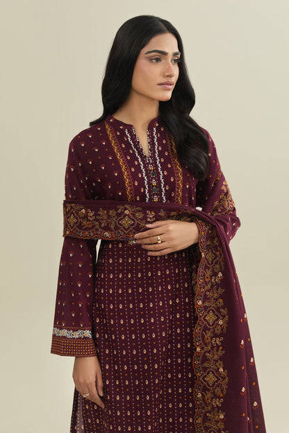 3 Piece - Unstitched - Printed & Embroidered Khaddar Suit - C6456