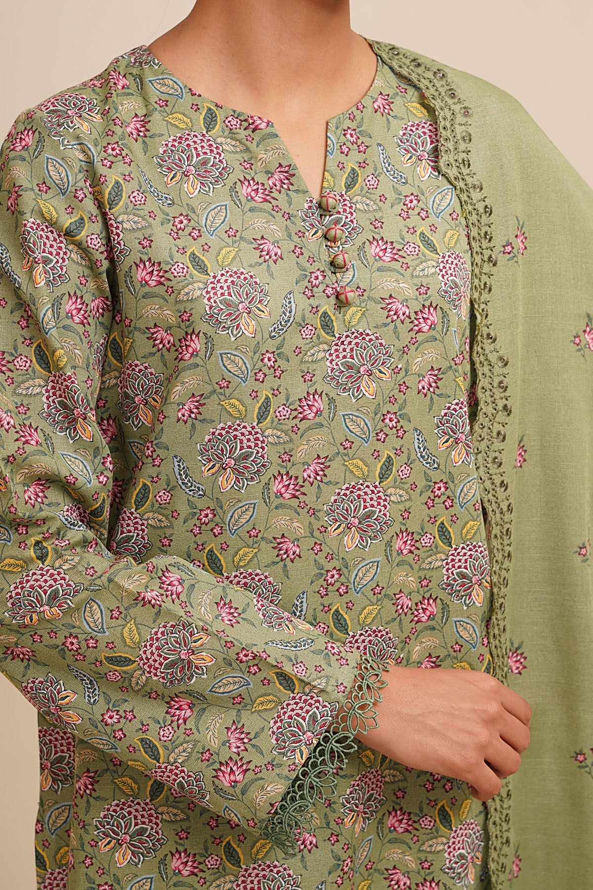 3 Piece - Unstitched - Printed & Embroidered Khaddar Suit - C6457
