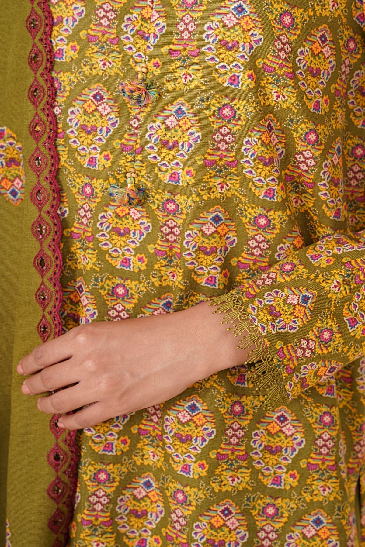 3 Piece - Unstitched - Printed & Embroidered Slub Khaddar Suit - C6459