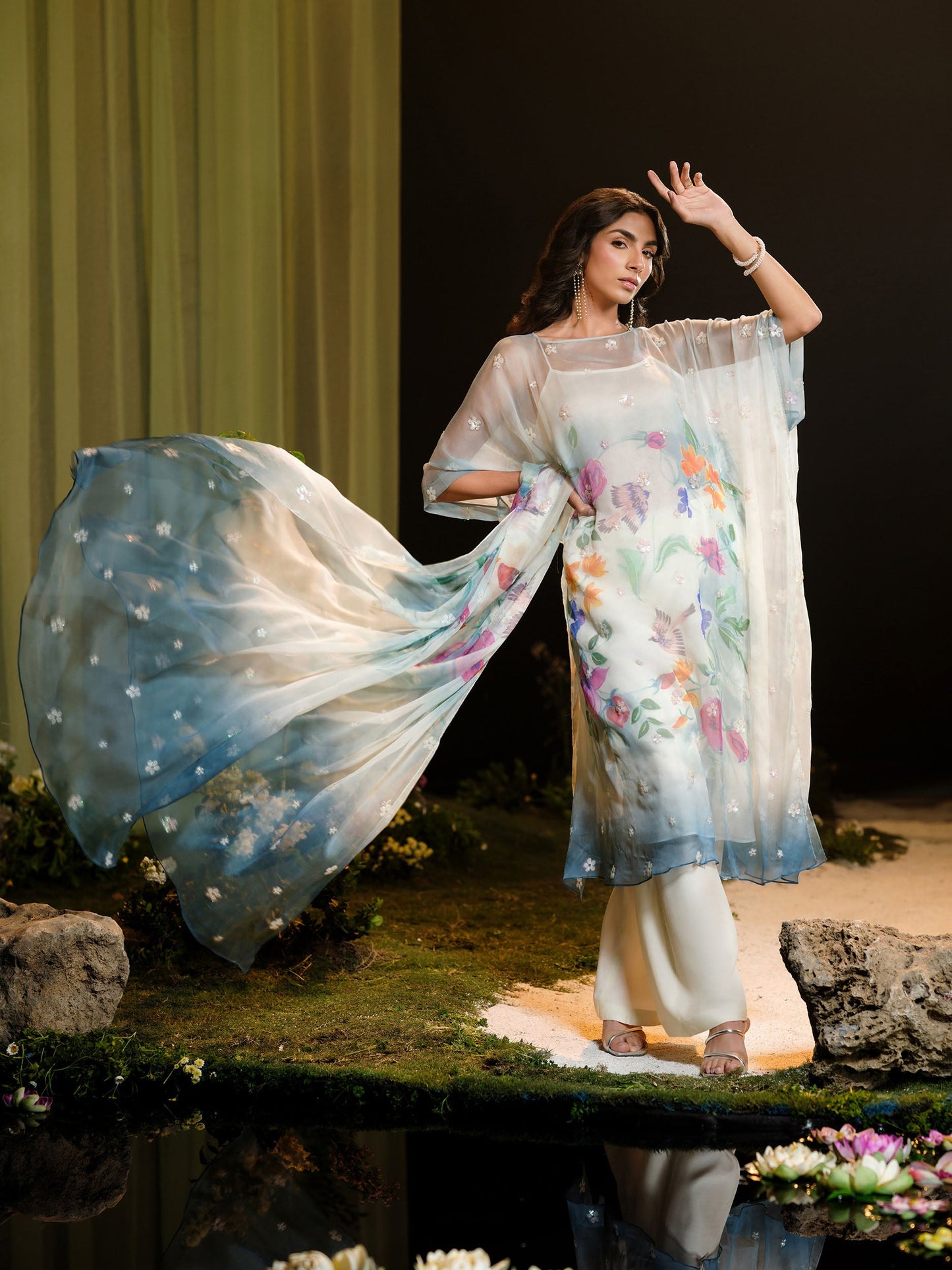 4 Piece - Stitched - Printed & Embroidered Silk Chiffon Suit - MCP1728