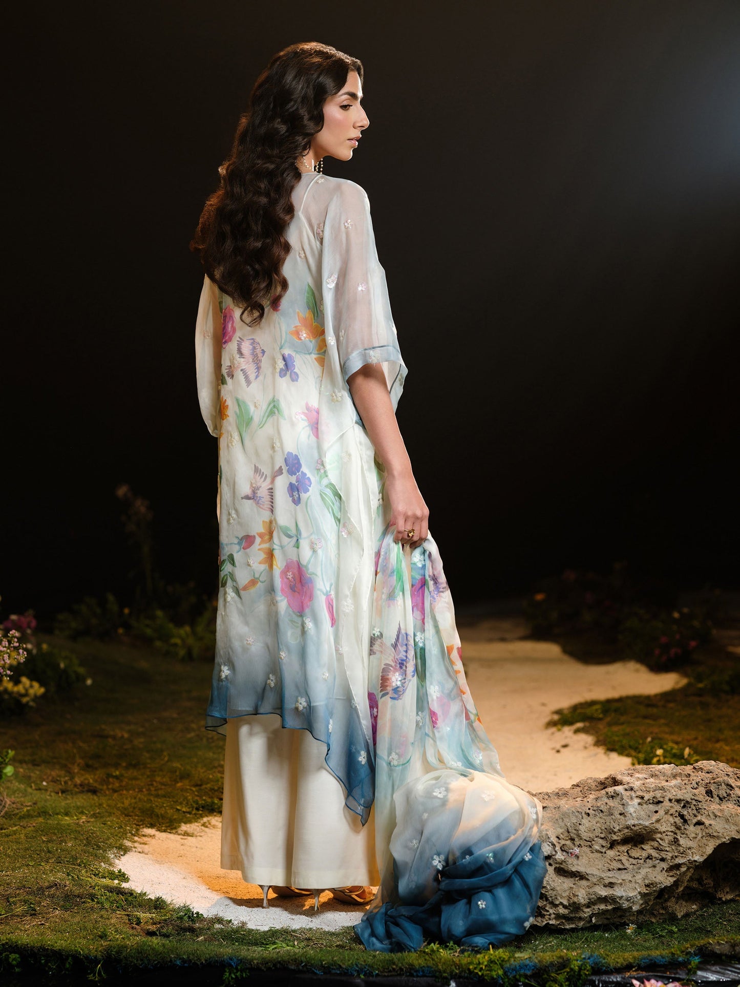 4 Piece - Stitched - Printed & Embroidered Silk Chiffon Suit - MCP1728