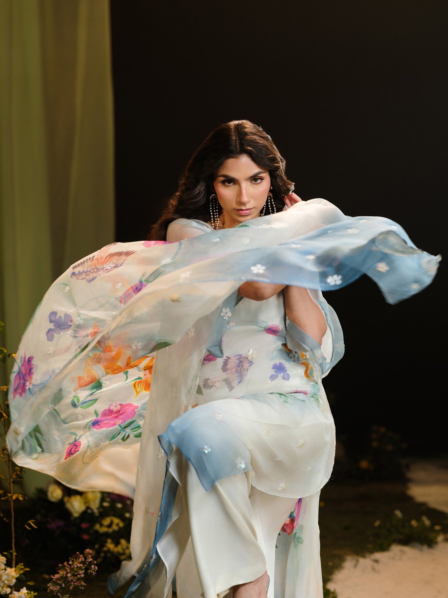 4 Piece - Stitched - Printed & Embroidered Silk Chiffon Suit - MCP1728