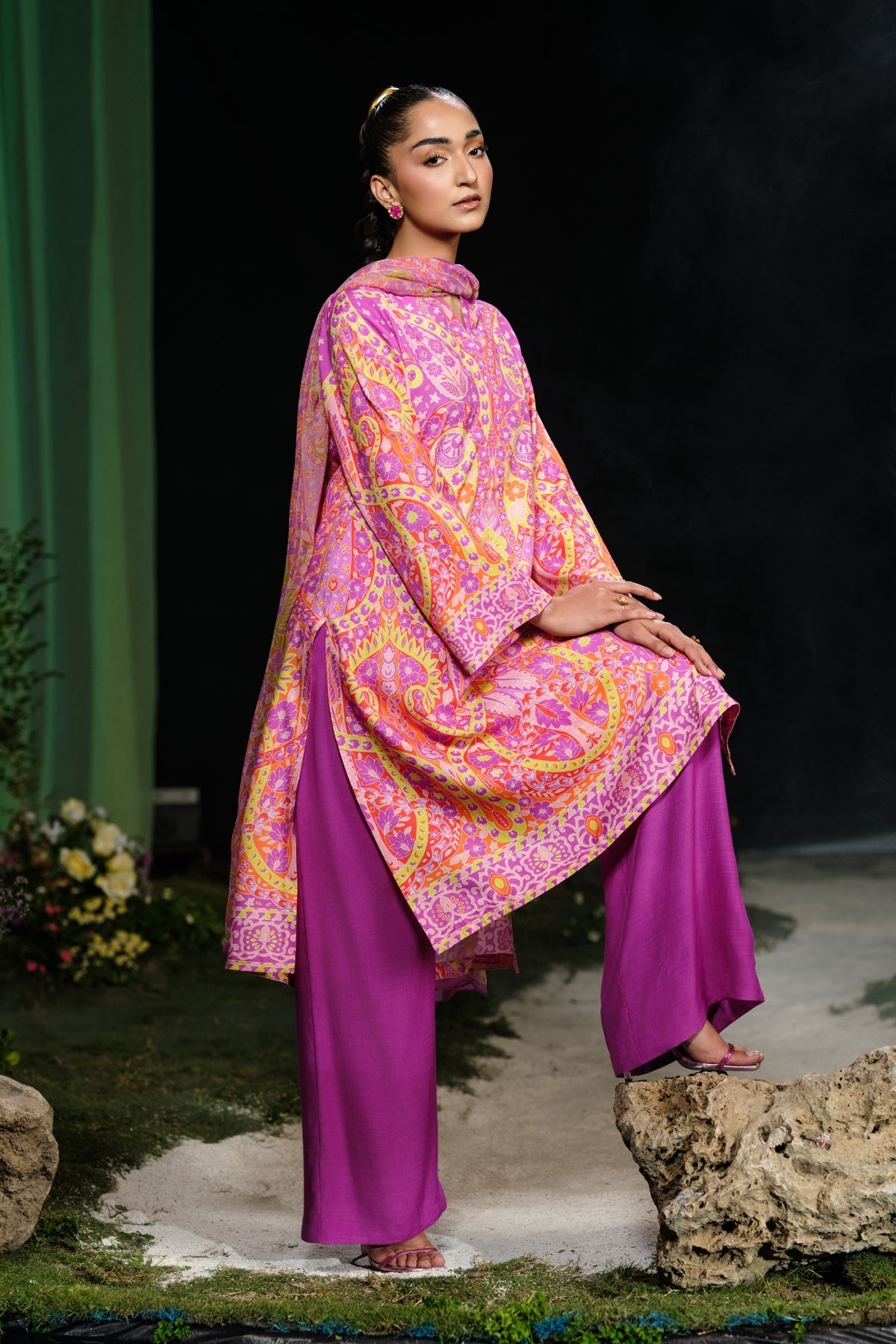 3 Piece - Stitched - Printed Raw Silk Suit - MCP1730-1