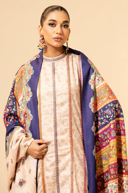 3 Piece - Unstitched - Printed & Embroidered Viscose Wool Suit - E1431
