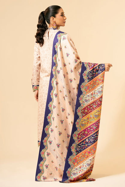 3 Piece - Unstitched - Printed & Embroidered Viscose Wool Suit - E1431
