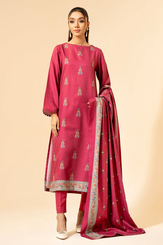 3 Piece - Unstitched - Printed & Embroidered Viscose Wool Suit - E1432