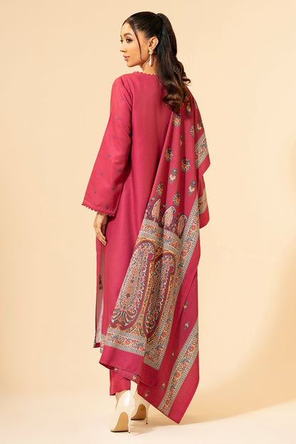 3 Piece - Unstitched - Printed & Embroidered Viscose Wool Suit - E1432