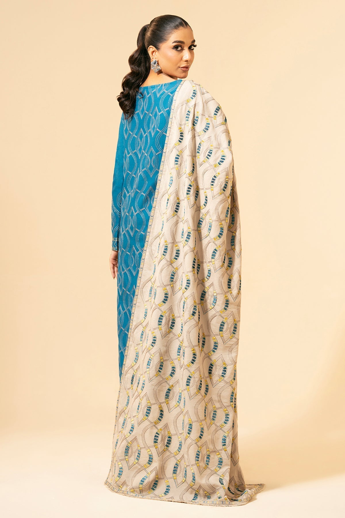 3 Piece - Unstitched - Embroidered Viscose Karandi Suit - E1456