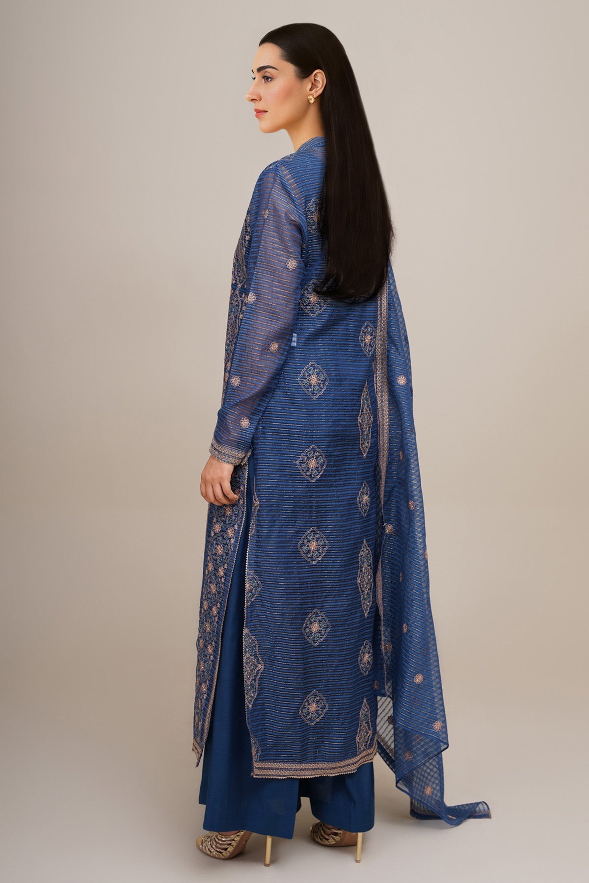 3 Piece - Unstitched - Embroidered Organza Suit - E1683