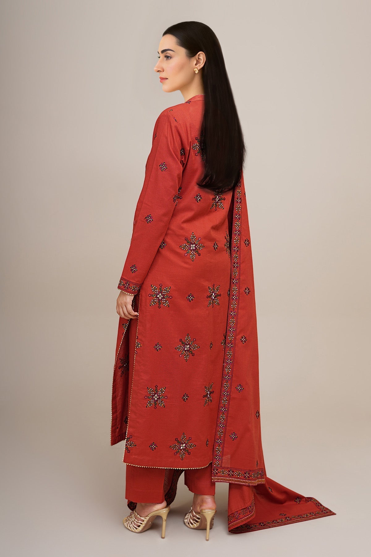 3 Piece - Unstitched - Embroidered Khaddar Suit - E1753