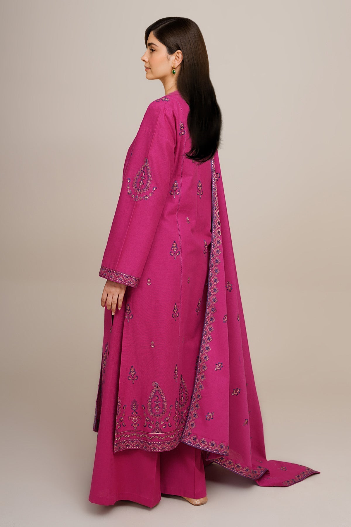 3 Piece - Unstitched - Embroidered Khaddar Suit - E1755