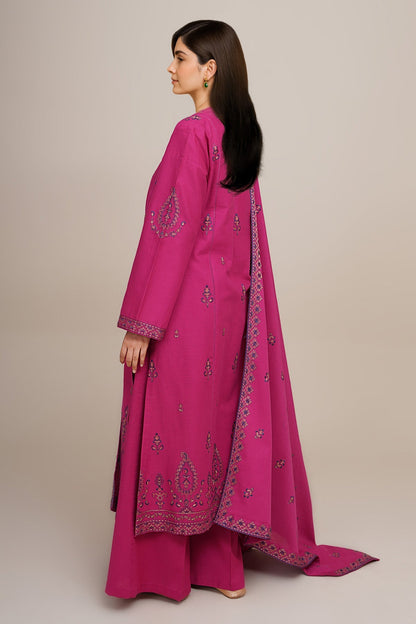 3 Piece - Unstitched - Embroidered Khaddar Suit - E1755