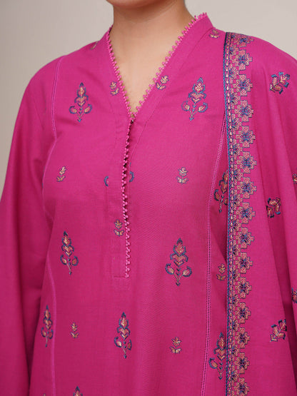 3 Piece - Unstitched - Embroidered Khaddar Suit - E1755