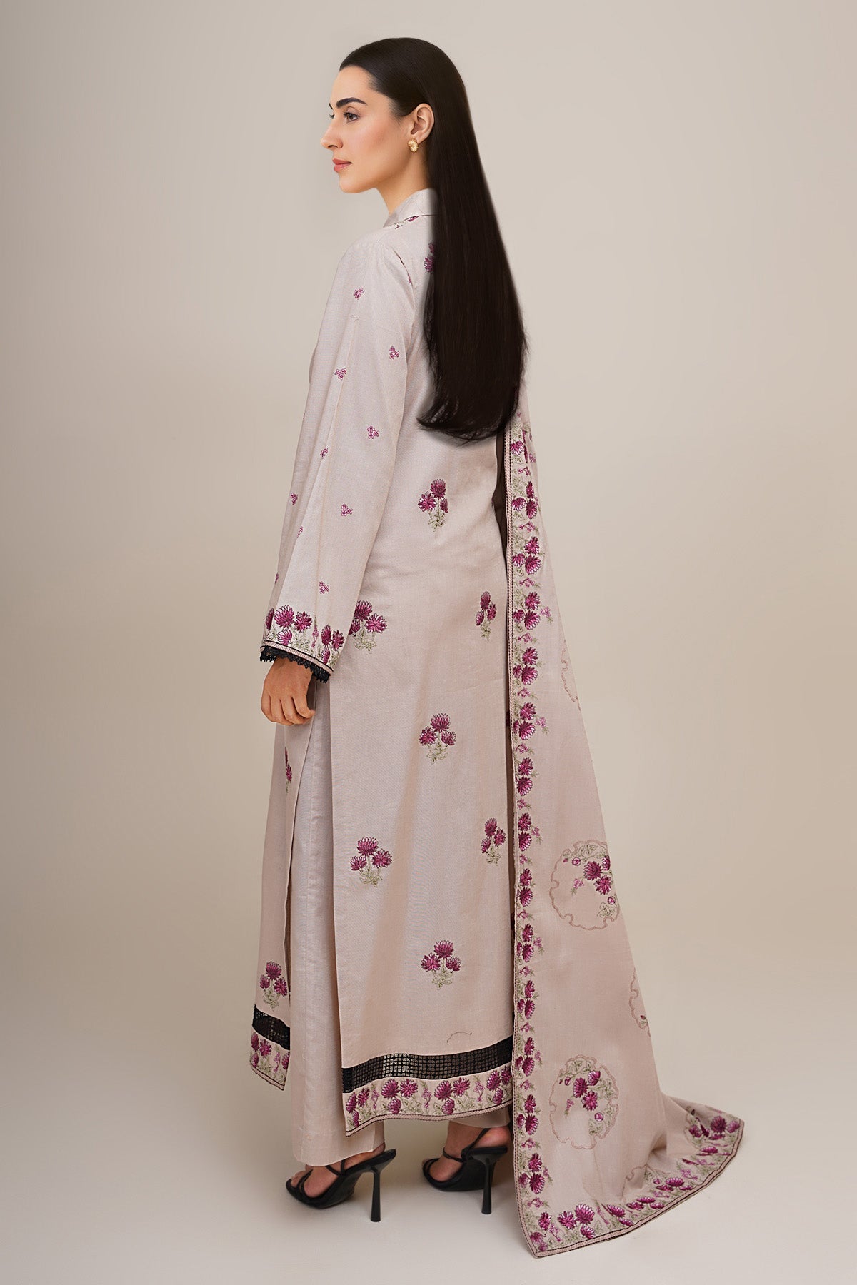 3 Piece - Unstitched - Embroidered Khaddar Suit - E1757