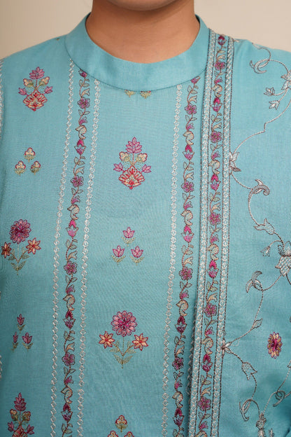 3 Piece - Unstitched - Embroidered Khaddar Suit - E1758