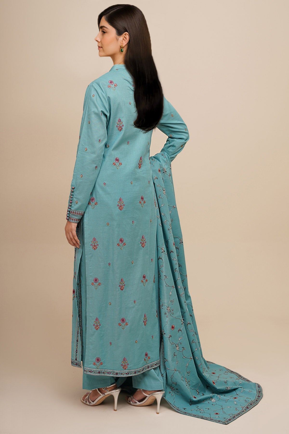 3 Piece - Unstitched - Embroidered Khaddar Suit - E1758